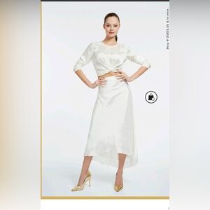 Skirt-Frosted white Evolette Bias cut midi skirt from Guess